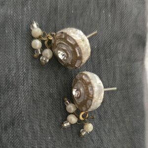 Delicate Silver, Gold, and Cream Earrings -  W/Crystal center and Pearl Beads